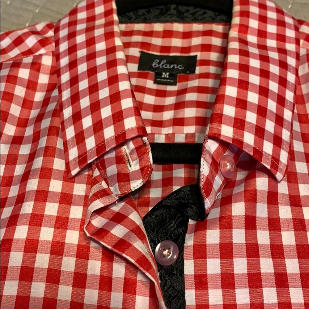 Red/white checkered button down - Picture 2 of 3